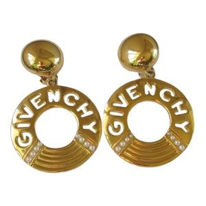 Givenchy Vintage Logo Clip On Dangle Earrings Jewelry
